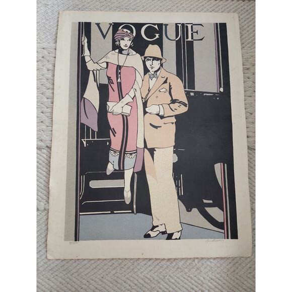 Vintage 20x26 Inch VOGUE Lithograph by Leslie Andrews Art Deco Signed 4/375 RARE - Picture 1 of 11